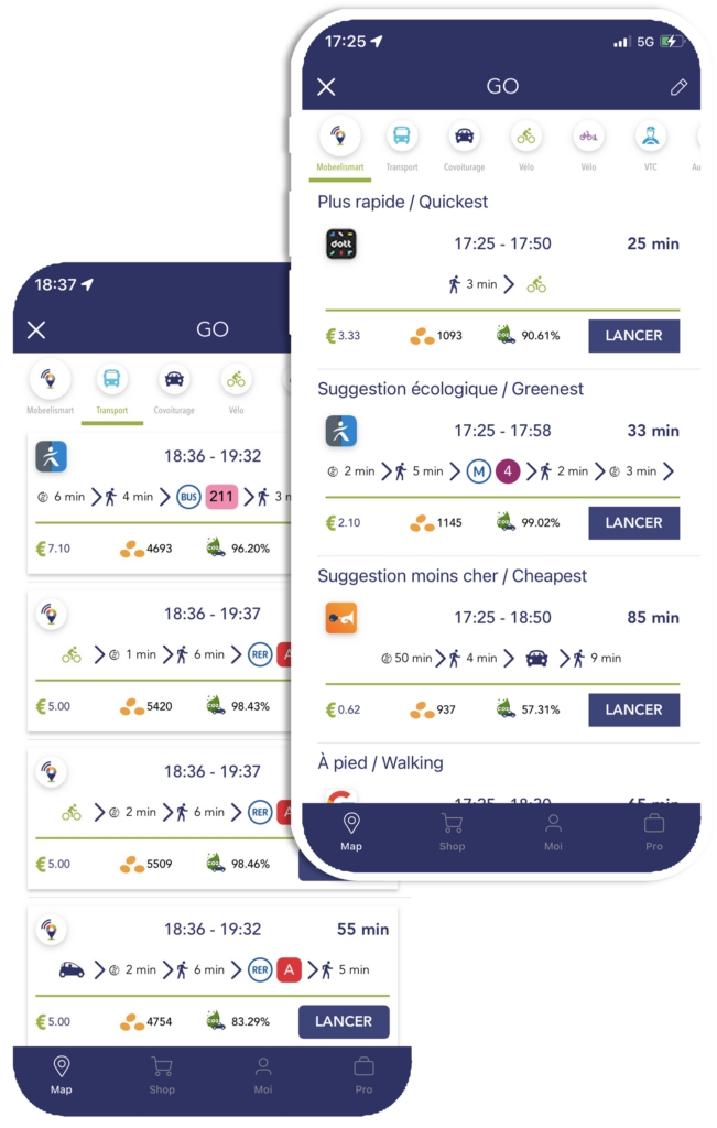 Application Mobeelity sur mobile : toutes les mobilités de l'entreprise